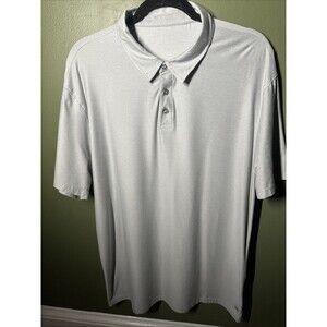 Vuori Strato Tech Polo Shirt Men XL Heather Grey Short Sleeve Performance